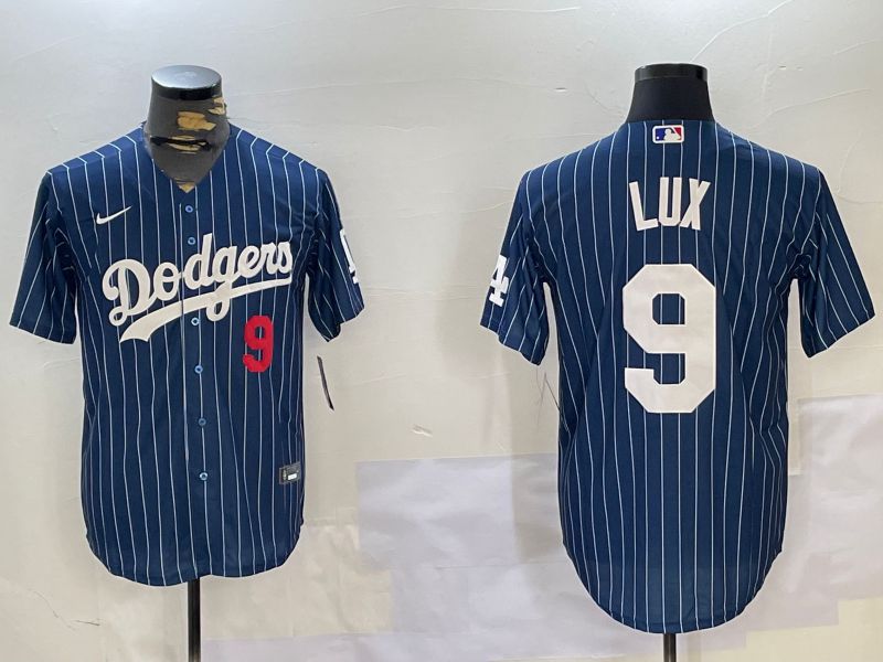 Men Los Angeles Dodgers #9 Lux Blue Stripe Game 2024 Nike MLB Jersey style 1120->los angeles dodgers->MLB Jersey